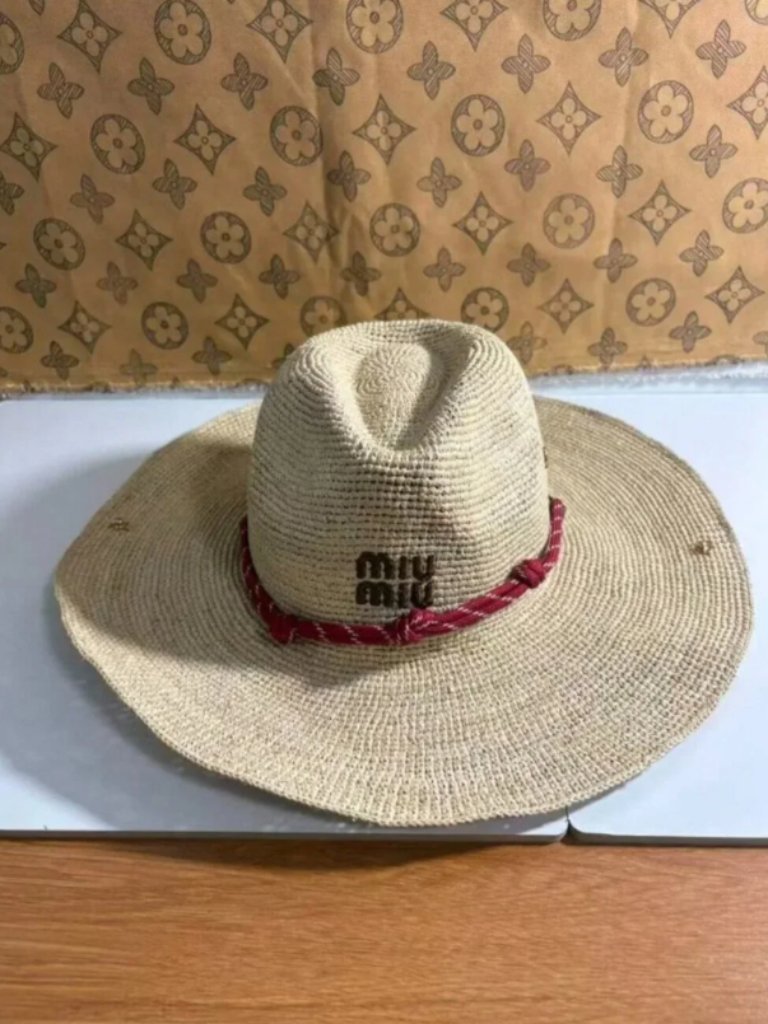 Miu Miu Tan Straw Hat Y2kcowboy